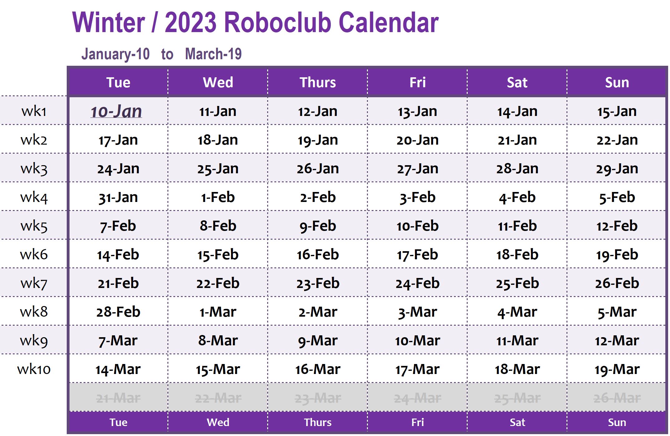 Winter Calendar