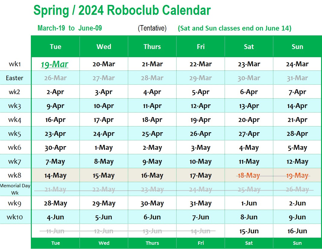 Spring Calendar